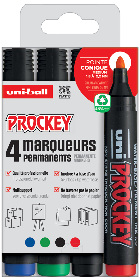 uni-ball Marqueur permanent PROCKEY PM122/4 PF, set de 4