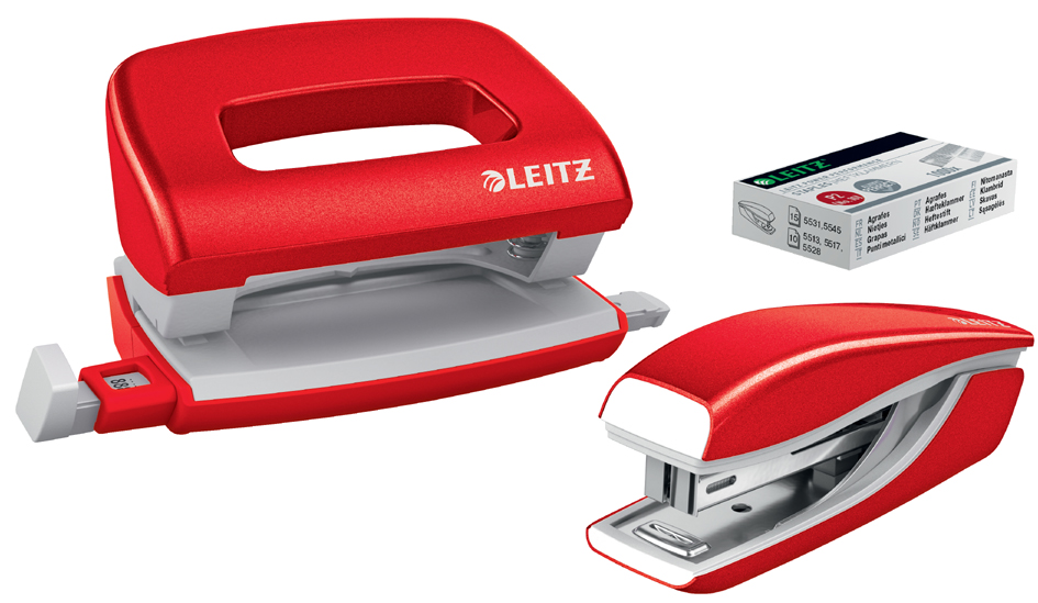 LEITZ kit mini agrafeuse et perforateur Nexxt WOW, rouge