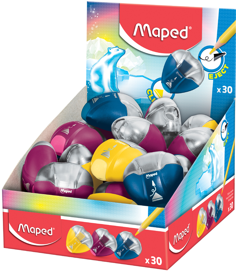 Maped Taille-crayon i-gloo Eject, assorti, présentoir de 30