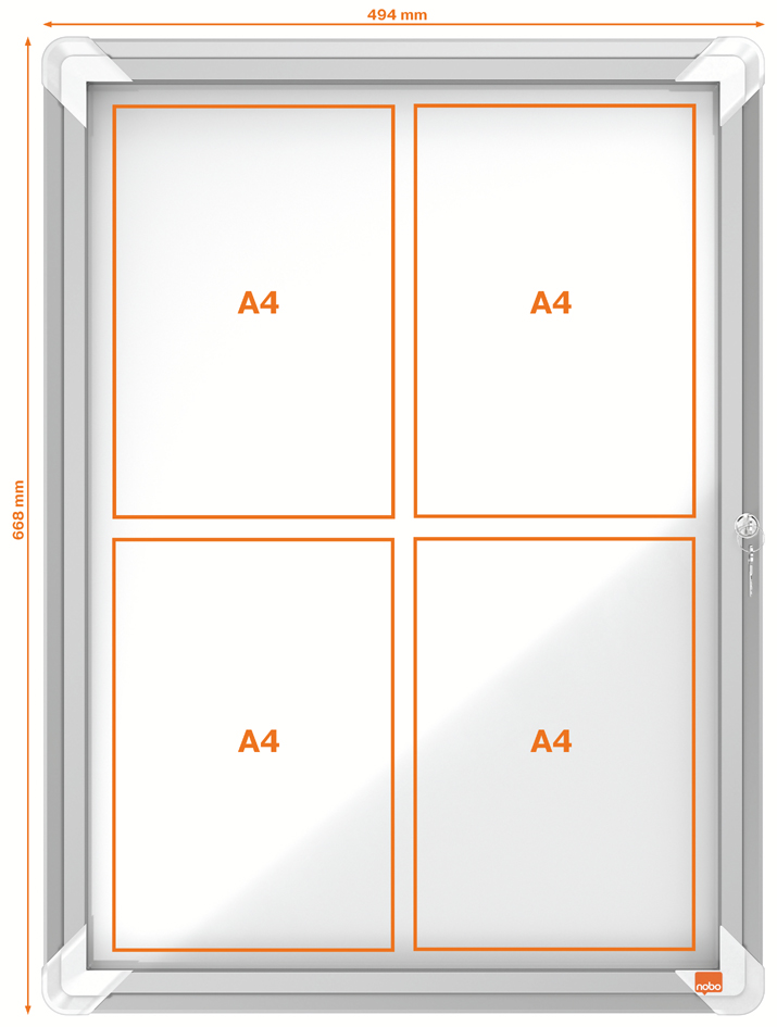 nobo Vitrine d'affichage Premium Plus, fond en métal, 4x A4