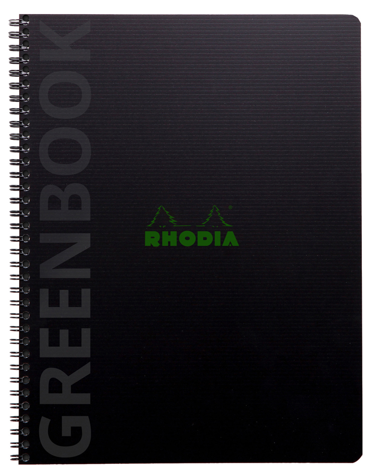 RHODIA Cahier à spirale GREENBOOK, A4+, ligné, noir