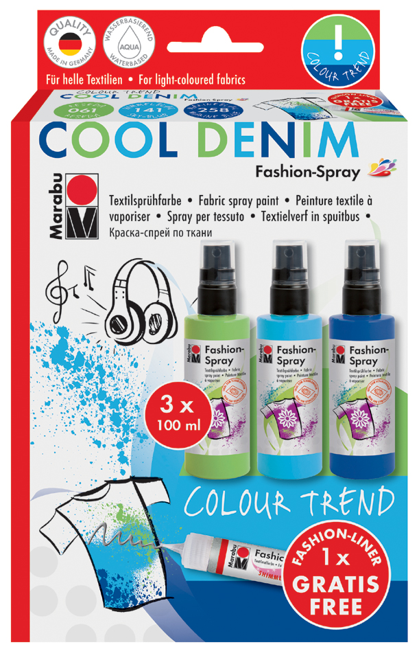 Peintures pour textiles en spray, kit