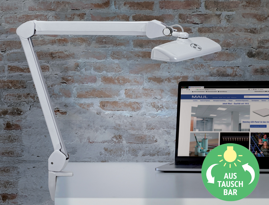 MAUL Lampe de bureau à LED MAULintro, dimmable, pince, blanc pince blanc 11 W 6500 K 220-240 V E