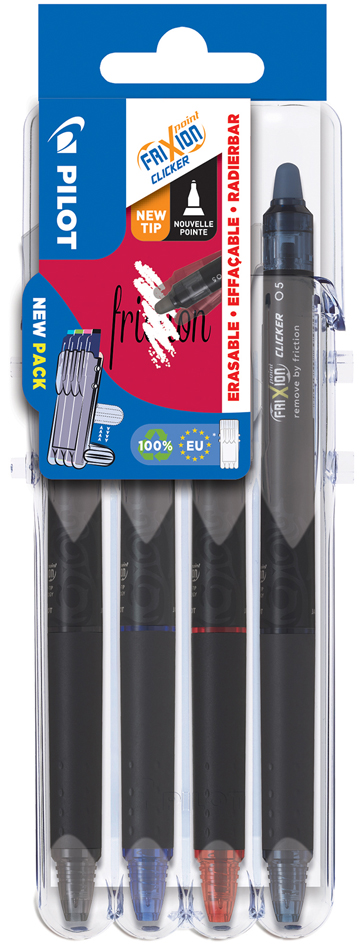 PILOT Stylo roller FRIXION POINT CLICKER Set2Go, étui de 4