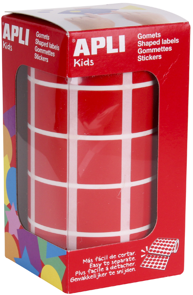 APLI Kids Gommette de couleur 'carré', en rouleau, rouge