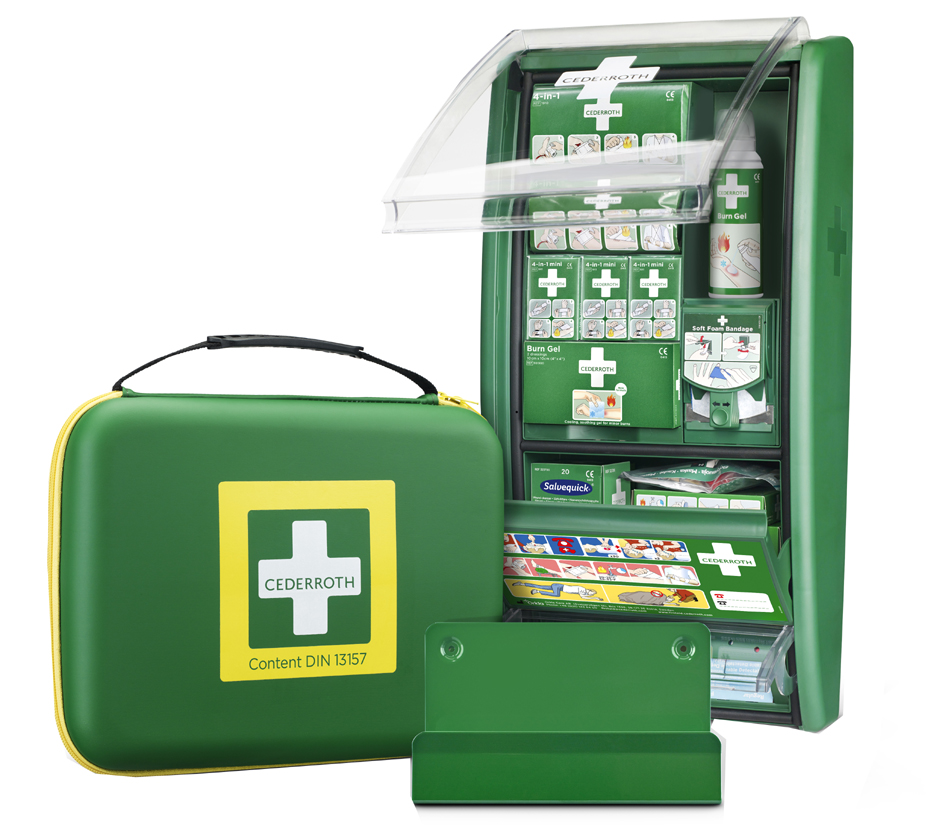 avec valise de premiers secours et kit de fixation murale