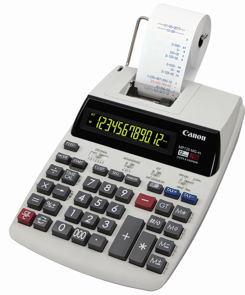 Calculatrice imprimante Canon MP-120 MG-ES II, vue latérale
