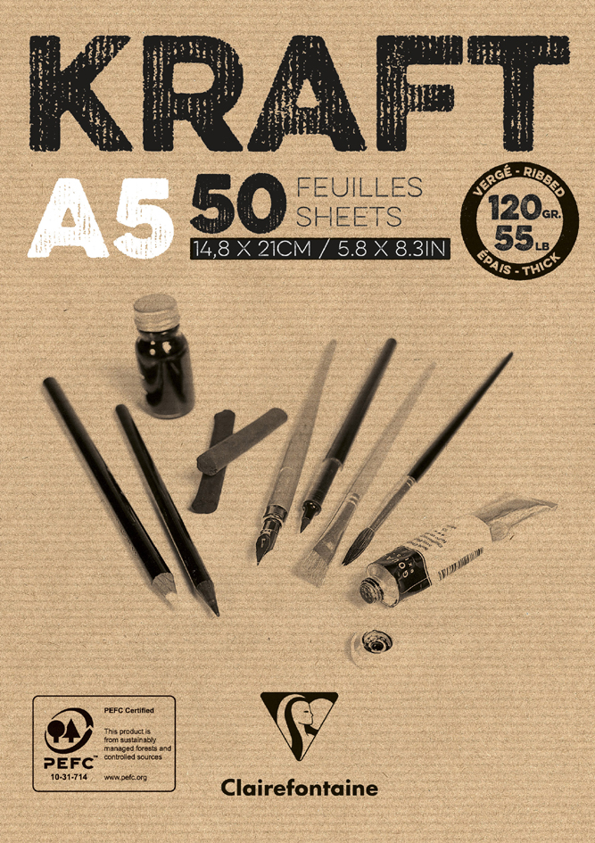 Clairefontaine Bloc papier dessin 'KRAFT', A3, 120 g/m2