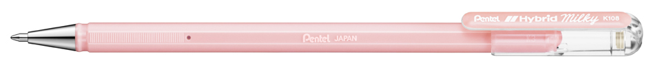 Pentel Stylo roller à encre gel Hybrid Milky, rose pastel