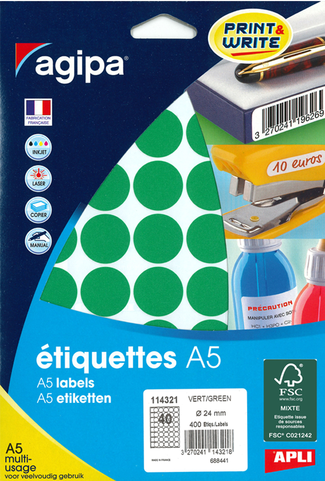 agipa Pastille de couleur, diamètre: 24 mm, rond, assorti