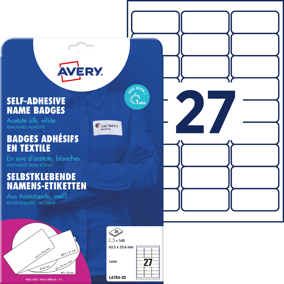 Etiquette pour badge - rectangulaire