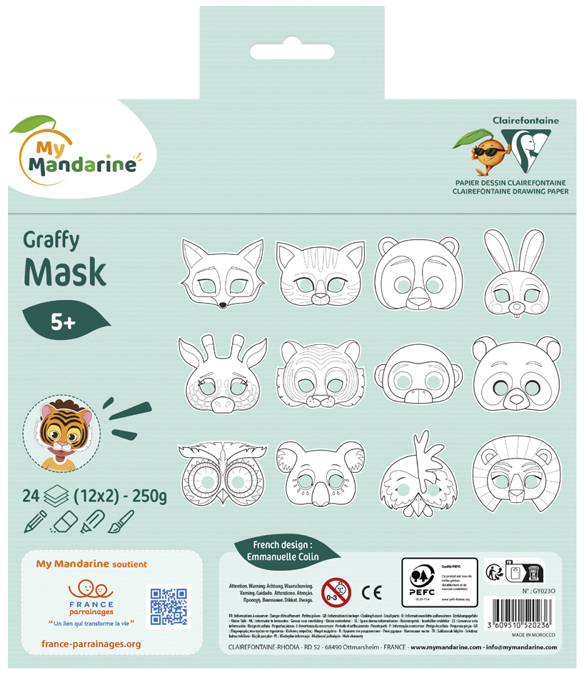 Carnet de coloriage de masques Graffy Pop Mask "Animaux"