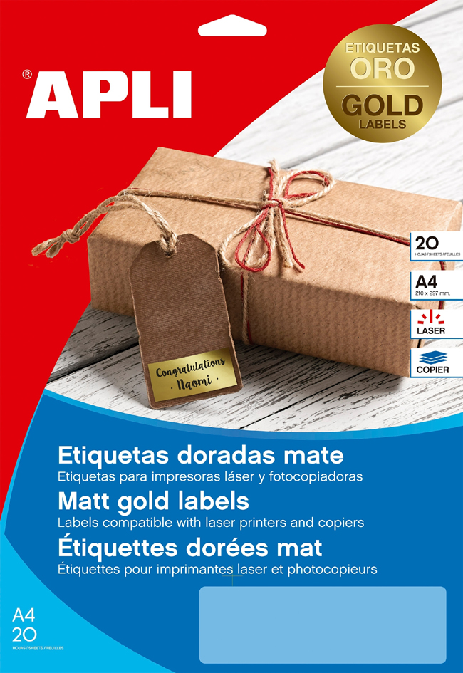 APLI Etiquette, métallisé, 38,1 x 21,1 mm, or