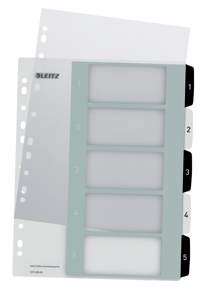 LEITZ Intercalaires en plastique WOW, numéroté, 1-5