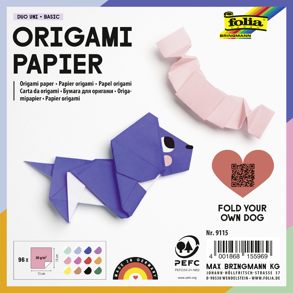 Visuel de référence : feuille de papier pour origami DUO UNI, vue arrière