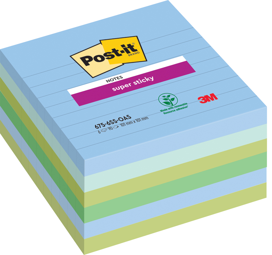 Post-it Bloc-note super sticky notes, 101 x 101 mm, ligné