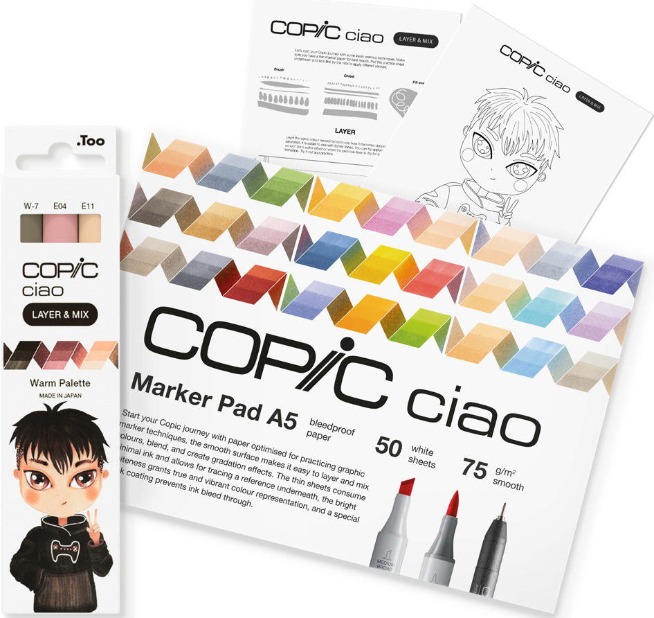 COPIC Marqueur ciao 'LAYER & MIX Manga Starter Set', Warm