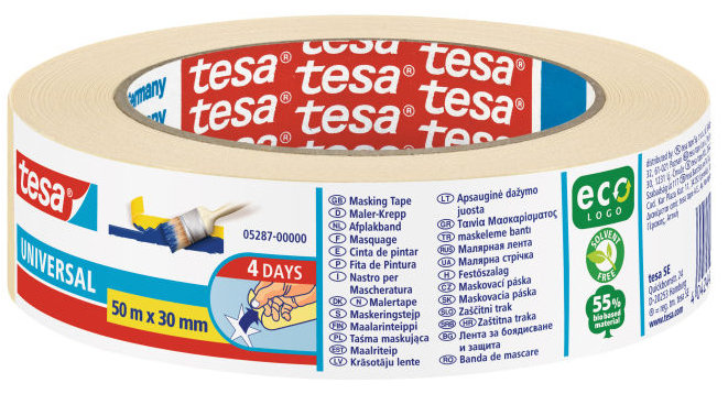 tesa ecoLogo Ruban de masquage crêpé Universal, 19 mm x 50 m