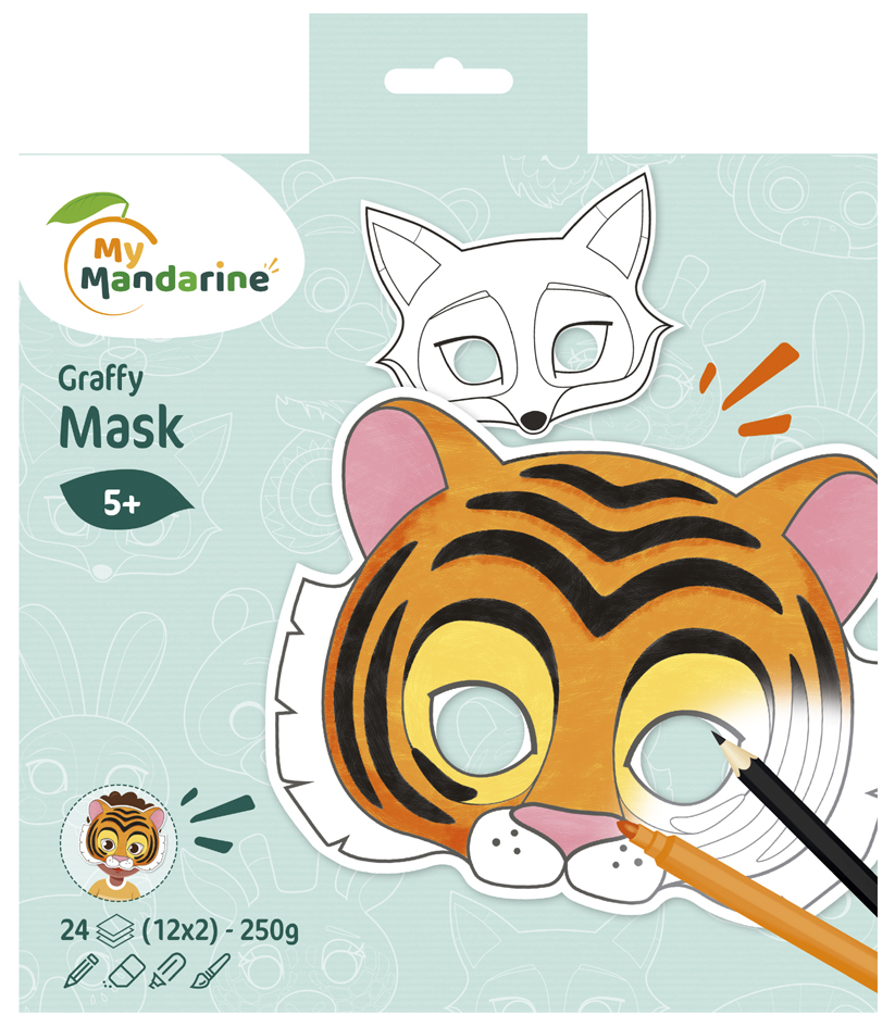 My Mandarine Carnet de coloriage Graffy Pop Mask Animaux