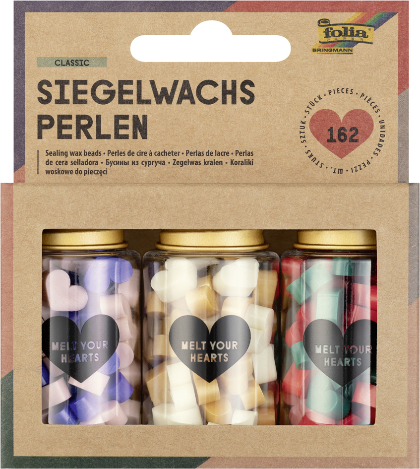 folia Perles de cire CLASSIC, 3 boîtes, couleurs assorties