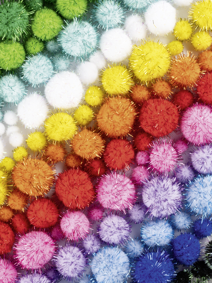 Mélange de pompons GLITTER Jumbobox, tailles/couleurs