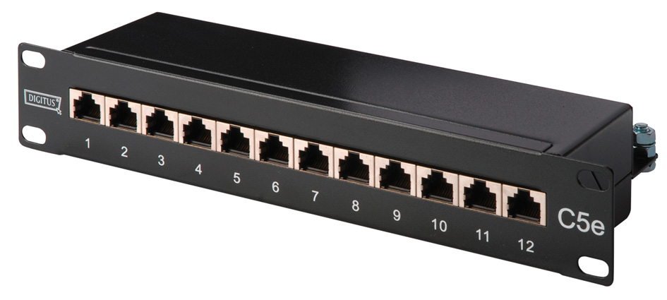 DIGITUS CAT.5e 10' panneau brassage, 12 x RJ45, blindé, 1U