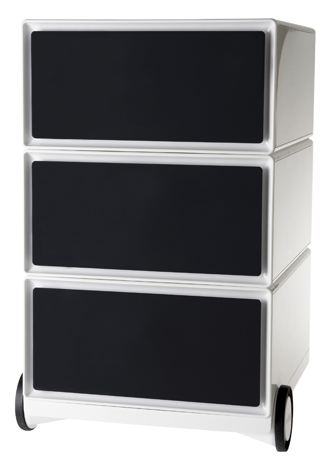 PAPERFLOW Caisson mobile 'easyBox', 3 tiroirs, blanc / noir