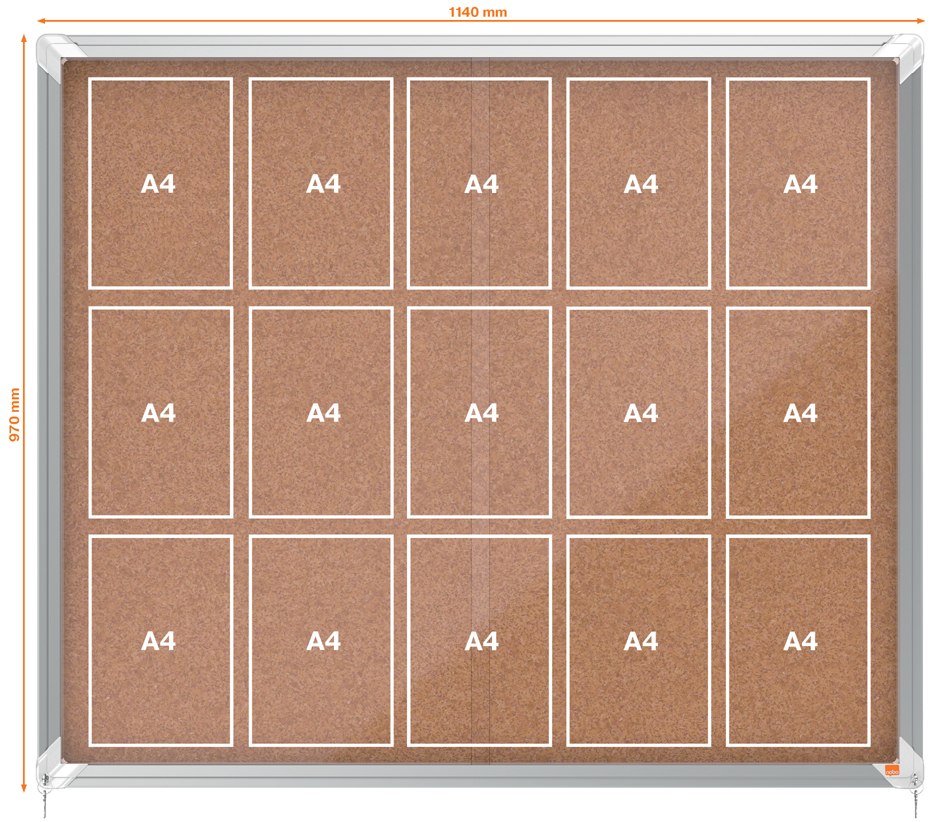 nobo Vitrine d'affichage Premium Plus, fond en liège, 15x A4