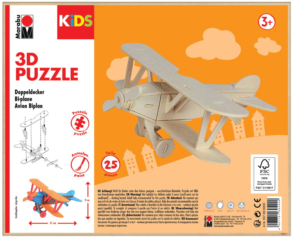 Puzzle 3D "Avion biplan", emballage
