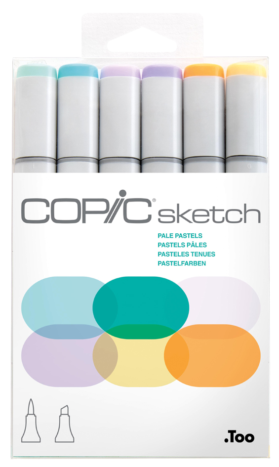 COPIC Marqueur sketch, kit de 6 'Pale Pastels'