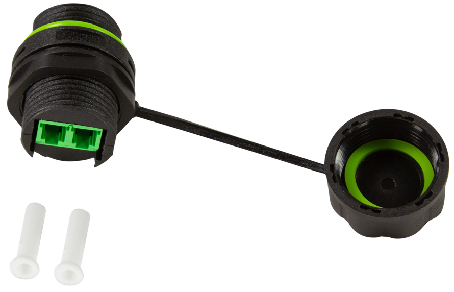 Coupleur fibre optique avec bouchon de protection & manchon de câble