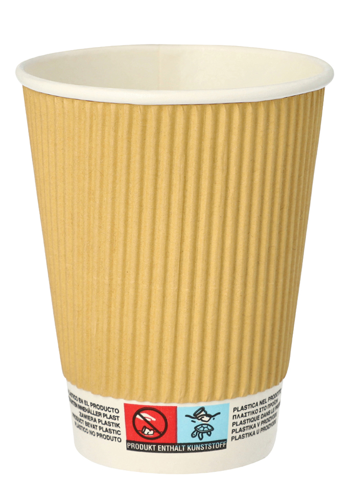 PAPSTAR Gobelet en carton 'pure' Ripple Wall, 0,3 l, beige