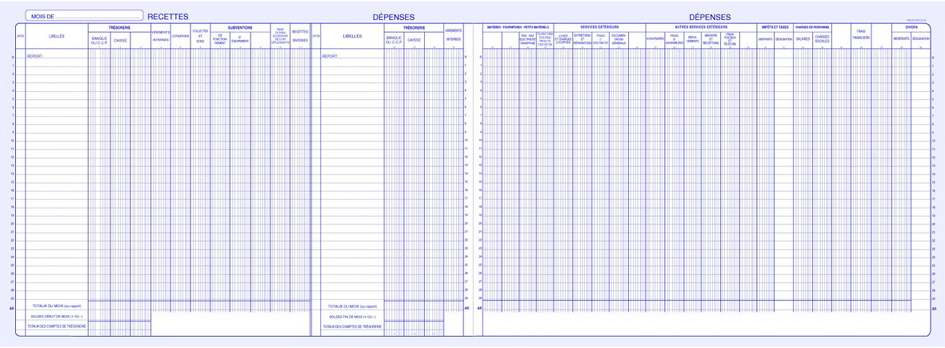 Piqûre "Journal Recettes dépenses des Associations", grille