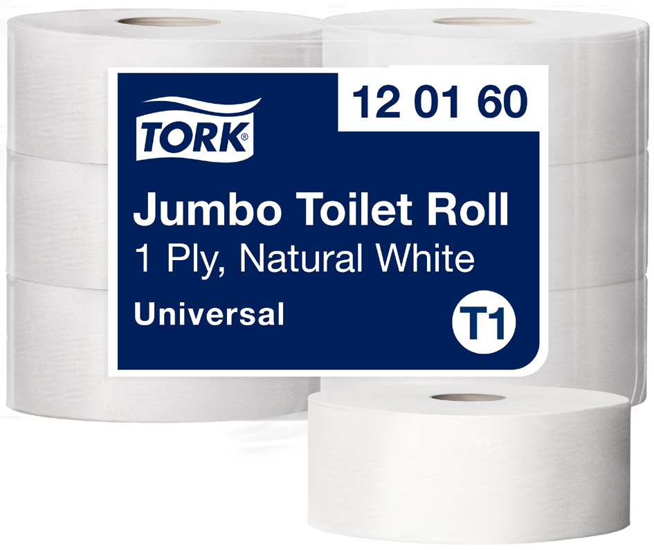 TORK Papier toilette grand rouleau Jumbo, 1 couche, blanc