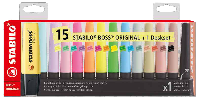 Surligneur BOSS® ORIGINAL, set de table de 15 - emballage