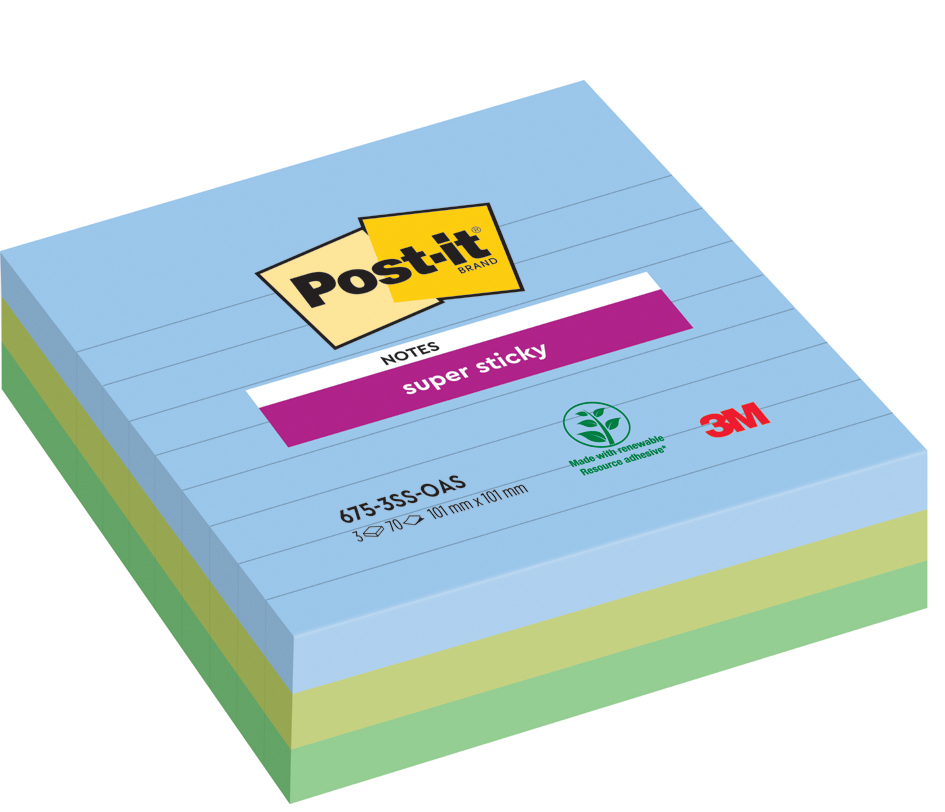 Post-it Bloc-note super sticky notes, 101 x 101 mm, ligné