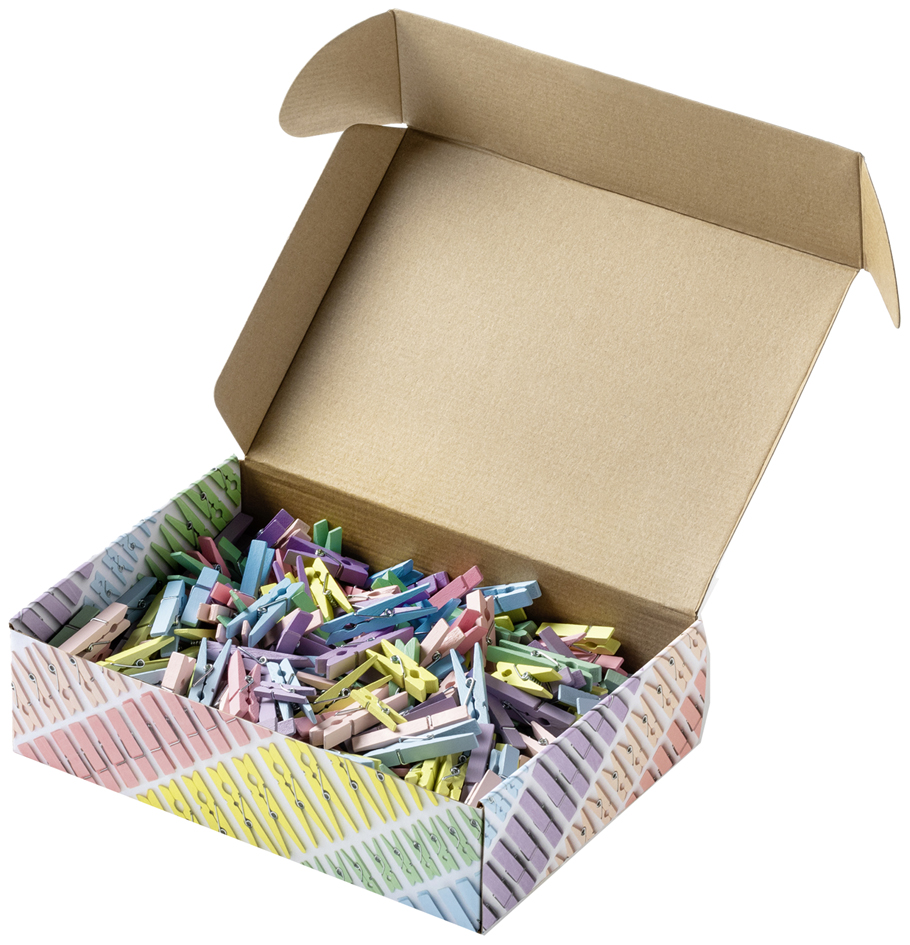 Mélange de pinces en bois PASTEL Jumbobox, ouvert