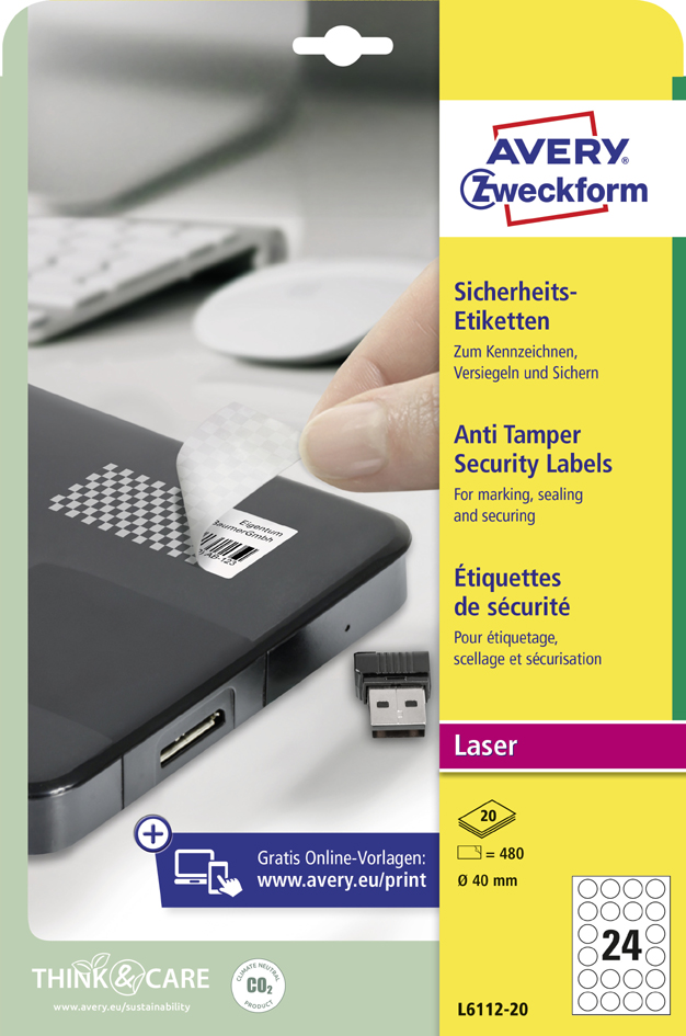 AVERY Zweckform Etiquette de sécurité, 45,7 x 21,2 mm