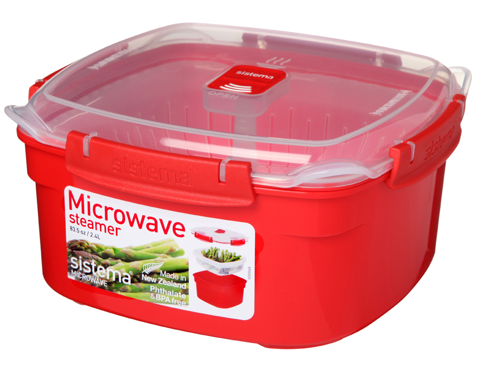 Sistema Boîte pour micro-ondes MEDIUM STEAMER, 2,4 l, rouge