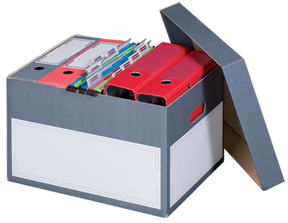 smartboxpro Boîte d'archives/transport L, à couvercle, gris