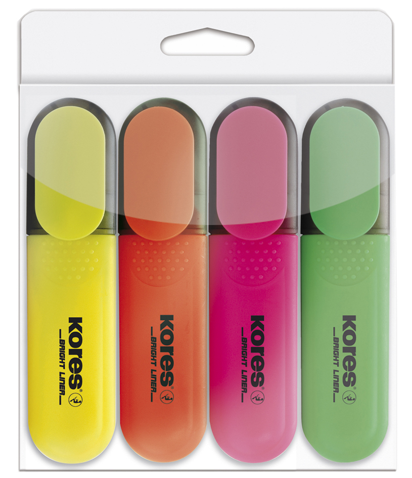 Kores surligneurs 'BRIGHT LINER', étui de 4