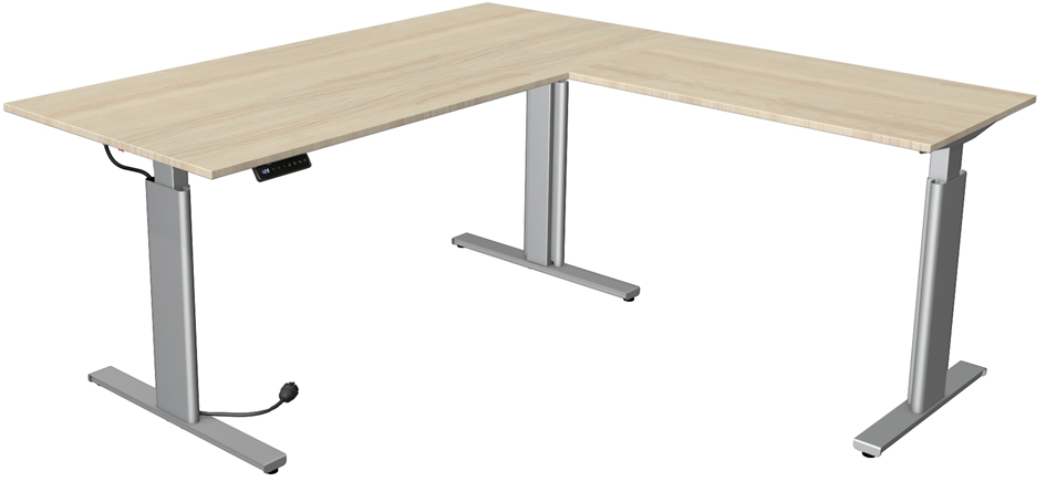 Visuel de référence : Table de bureau assis-debout "Move 3 tube" avec élément d'angle, érable