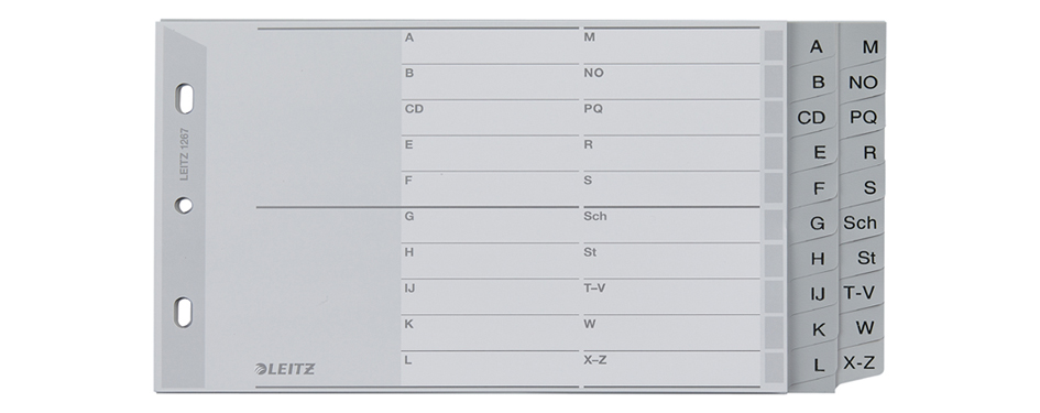 LEITZ Intercalaires en plastique, A-Z, A5 paysage, PP, gris