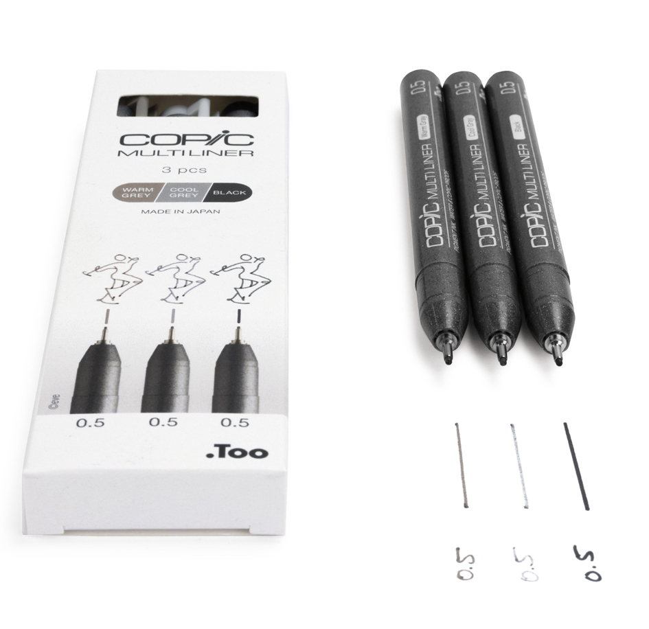 Feutre fin MULTILINER, set de 3 - épaisseurs de trait