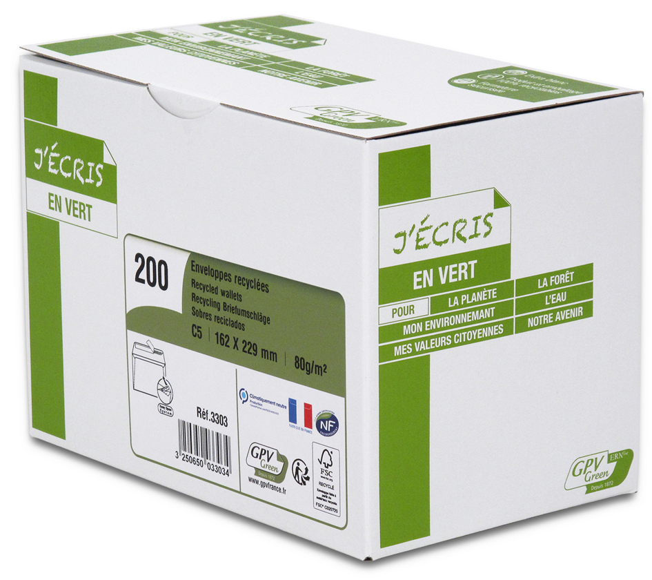 Enveloppes "ERAPure", boîte charnière