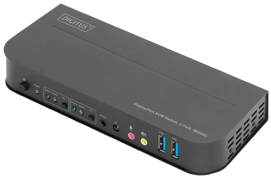 Commutateur KVM, 2 ports, 2x DiplayPort in - 1x Displayport/HDMI out