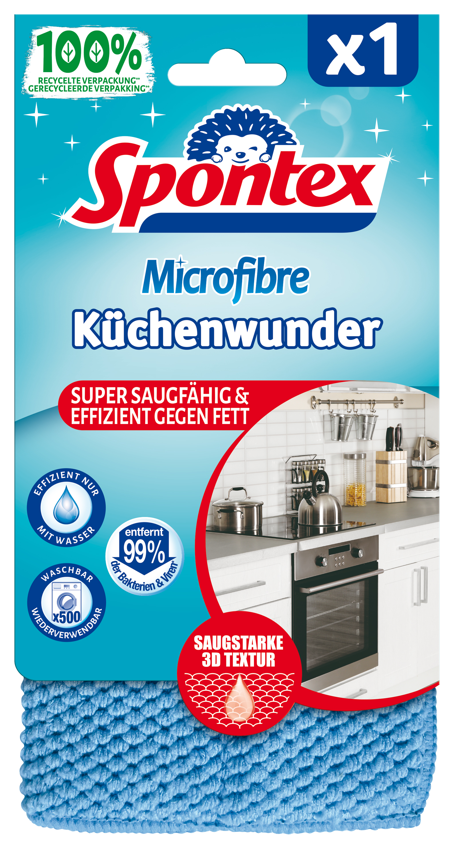 Chiffon épais microfibre Küchenwunder 3D, emballage