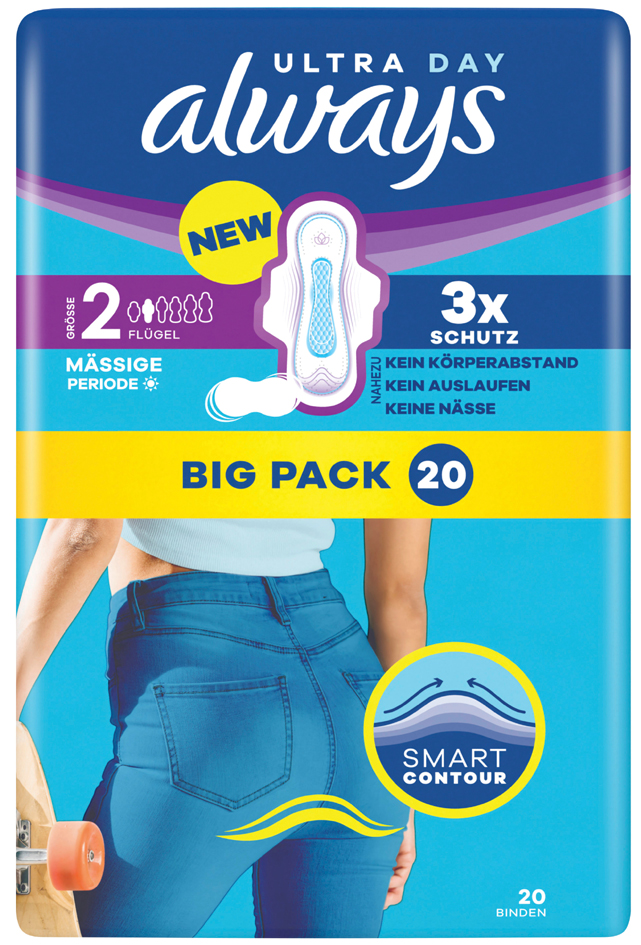 Serviette hygiénique ULTRA DAY Long avec ailettes, taille 2