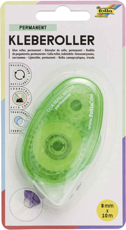folia Roller de colle réutilisable, 8 mm x 10 m, permanent