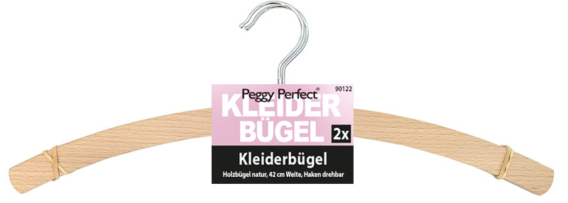 Peggy Perfect Cintre en bois sans barre, naturel, pack de 2